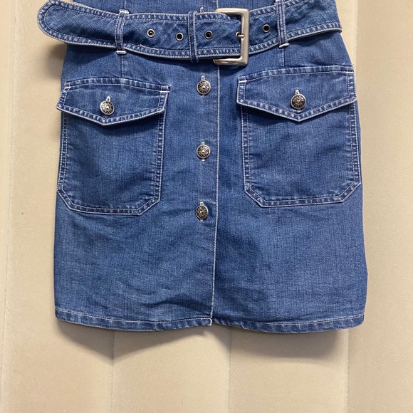 Vintage Moschino Jeans Women's Denim Dress Size 6 Belted Mini Y2K 90s Designer - Picture 3 of 12